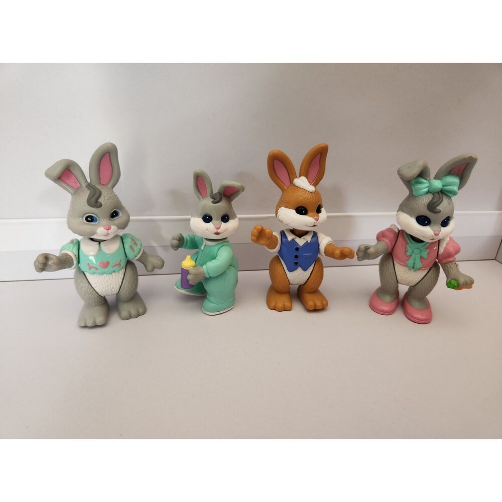 Fisher Price Hideaway Hollow Vintage Figurines Bunny Family 1996
